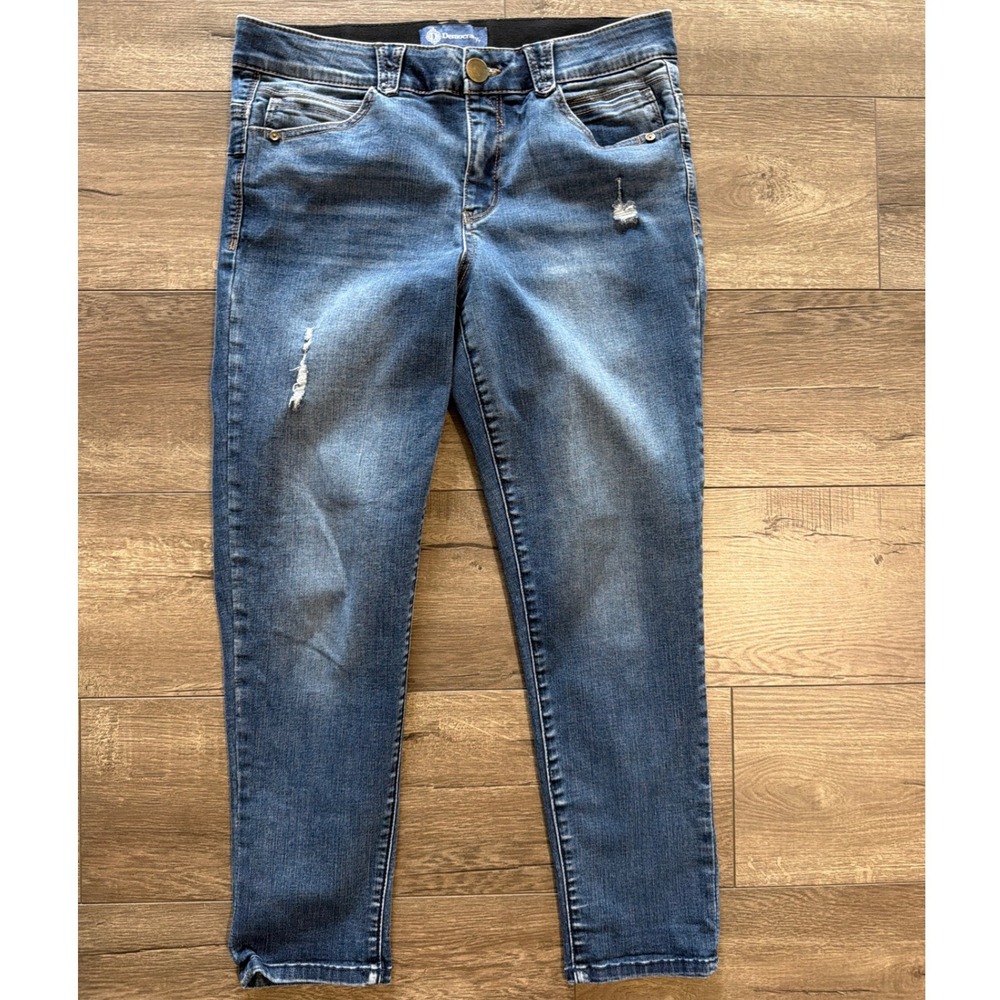 Democracy Ab Solution Blue Distressed Cropped Jeans Size 10‎ B117BKECC